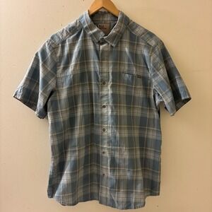 5.11 Tactical Mens Medium Blue Plaid Short Sleeve Snap Utility Shirt Active